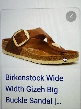 Birkenstock Gizeh Wide Sandal - Chestnut Brown with Gold Buckle